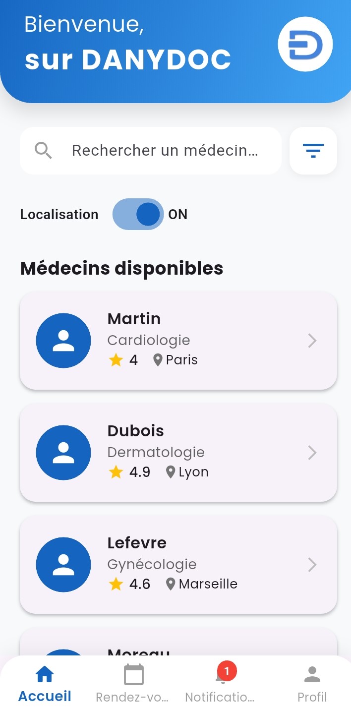Accueil patient DanyDoc